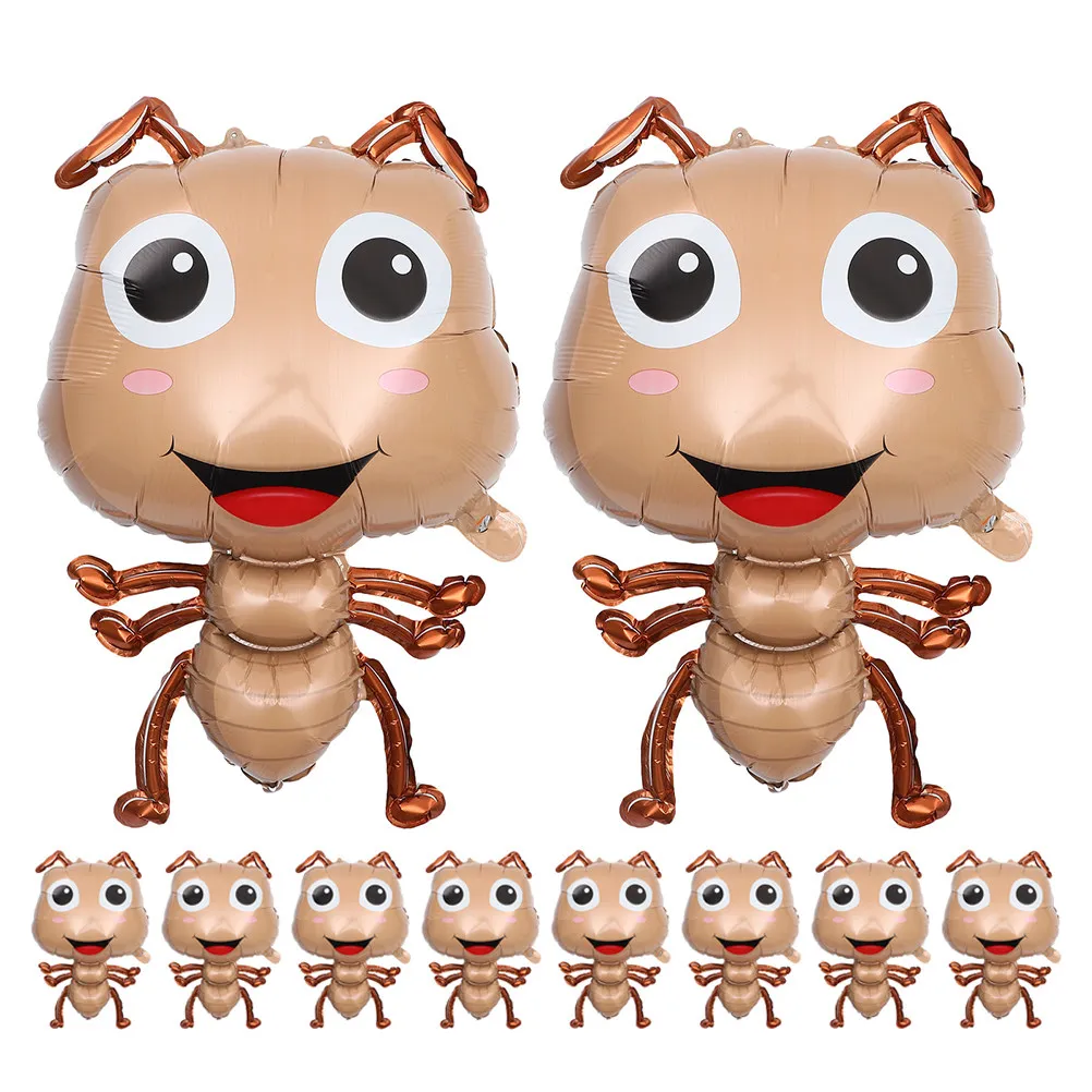 10Pcs Ant Shaped Foil Balloons Aluminum Insect Theme Birthday Party Decoration Supplies Kids Insect Foil Balloons