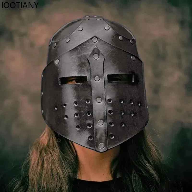 Косплей Хэллоуин Солдат Косплей Головной убор Викинг Пират Воин Кожаные маски Средневековый рыцарь Тамплиер Крестоносец Шлем Игра Acce