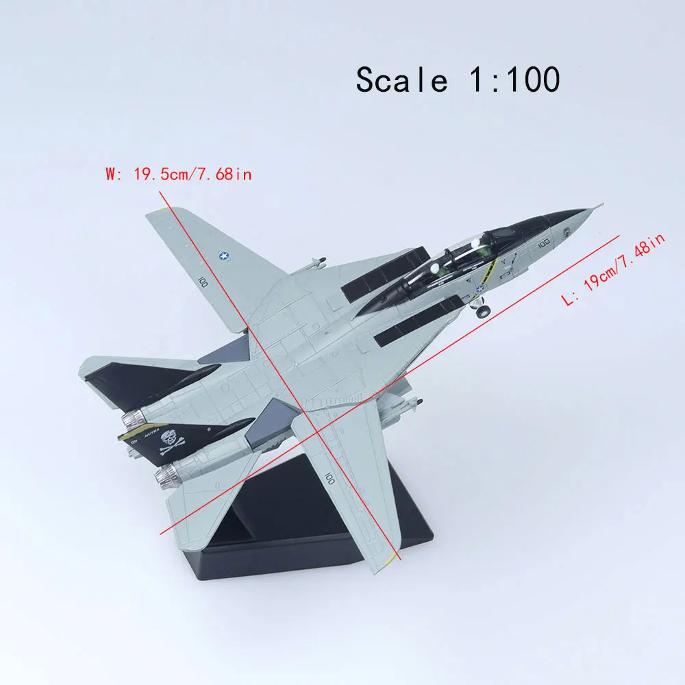 Modello pressofuso per aereo da combattimento Tomcat F-14 in scala 1/100 per regalo di base