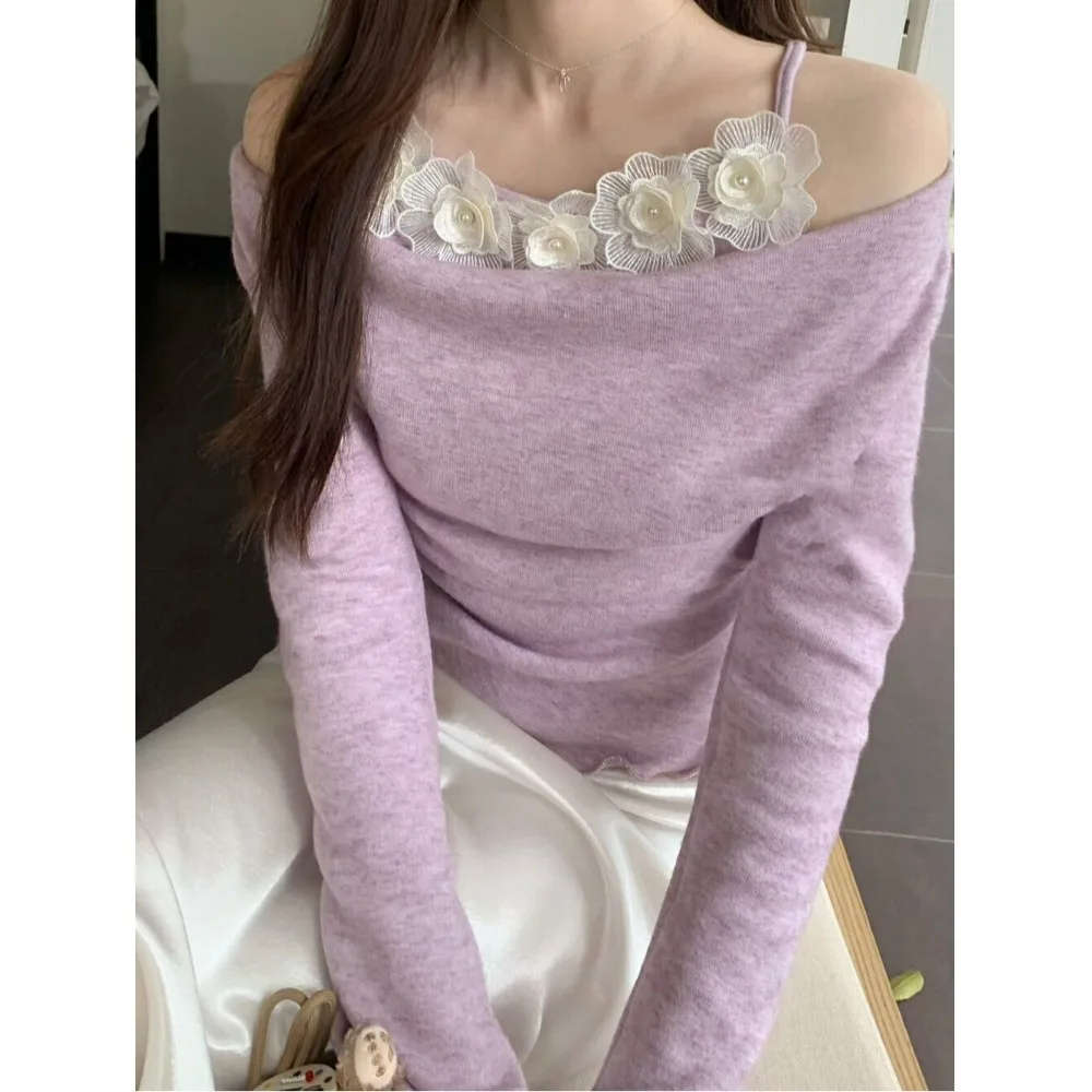 Zachte Wind Fairy T Bloemenprint ter Ne T-shirt Dames Lente Herfst Nieuw Design Gelaagdheid Pure Desire Top