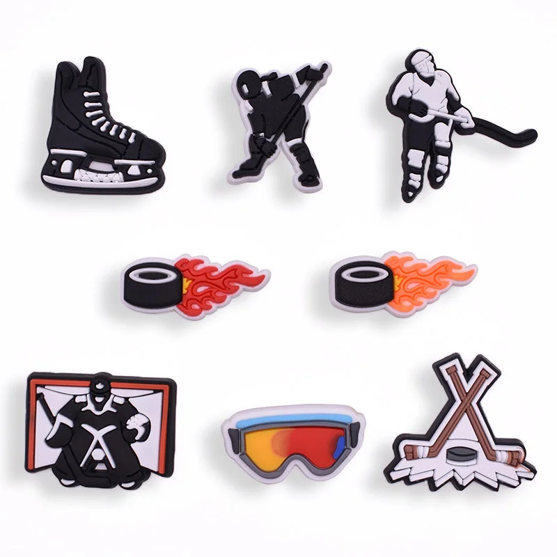 Hot Sale Shoe Charms Decorations for Croc Jibz 1pcs Skating Shoes Goggles Hockey Sports Series Shoe Accessorie