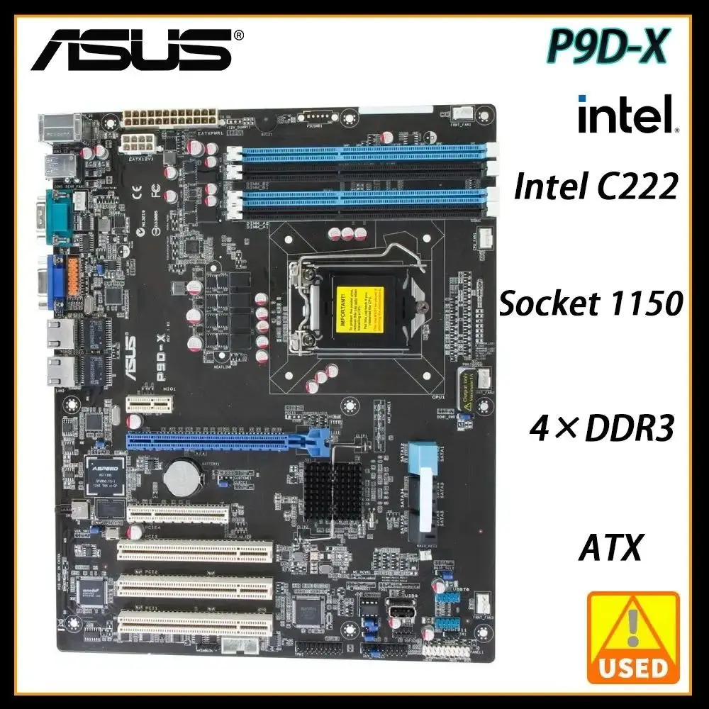 ASUS P9D-X Server-Motherboard Intel C222 LGA 1150 DDR3 32 GB SATA2 unterstützt Xeon E3-1200 v3 CPU SATA III USB 3.0 ATX