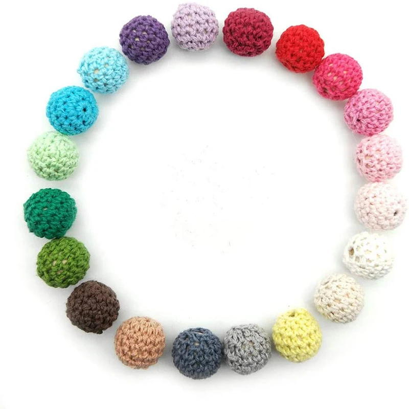 Chengkai 50pcs 16mm 20mm Round Knitting Cotton Crochet Wooden Beads Balls for DIY decoration baby teether jewelry necklace Toy