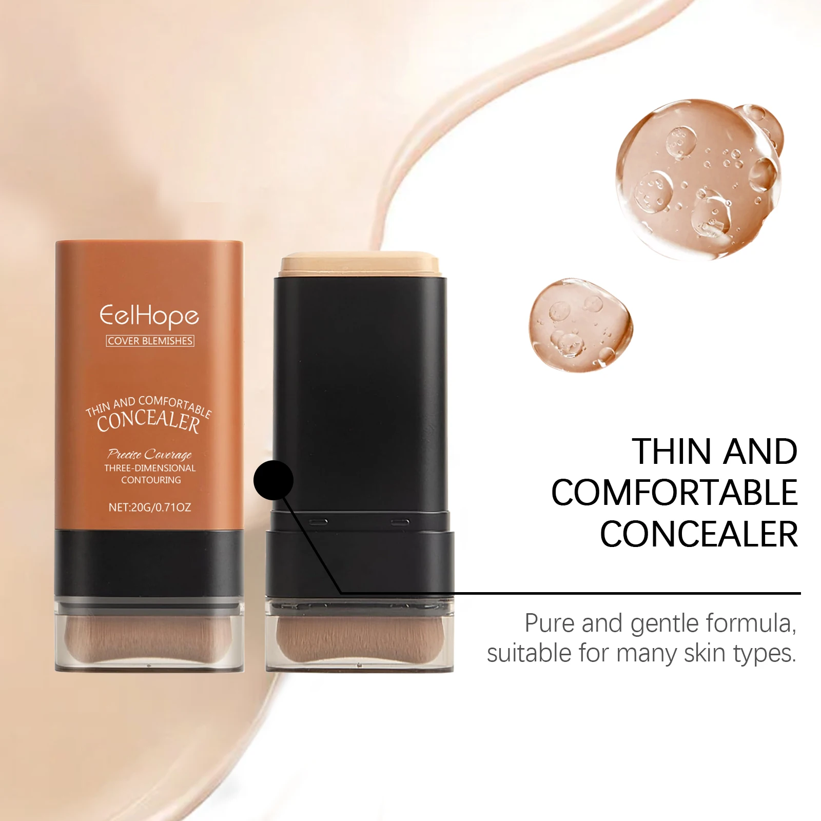 Suero bálsamo, tinte de piel potenciado, textura sedosa, cobertura hidratante, plumper, incluso tono de piel, base en barra, maquillaje de viaje
