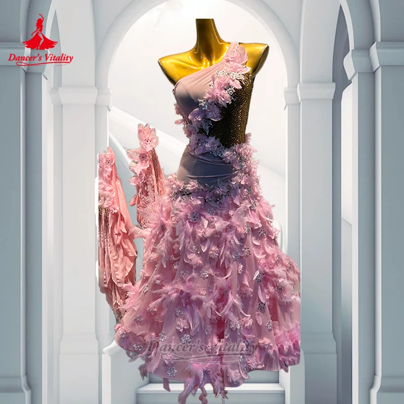 Adult Waltz Foxtrot Quickstep Sleeveless Elegant Dresses Social Dance Professional Clothes High-end Customized Dancer's Vitality