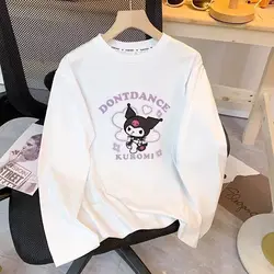 Sanrio Kuromi Cotton Long Sleeved T-shirt Women's Autumn New Fashion Loose Casual Tees Japanese Style Simple Cute Versatile Top