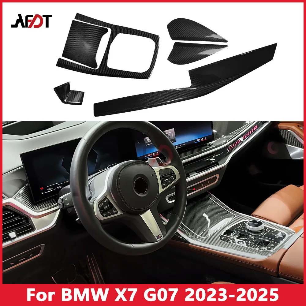 

AFDT For BMW X7 G07 2023-2025 6Pcs LHD Carbon Fiber Car Interior Dashboard Panel Center Console Gear Shift Cover Trim
