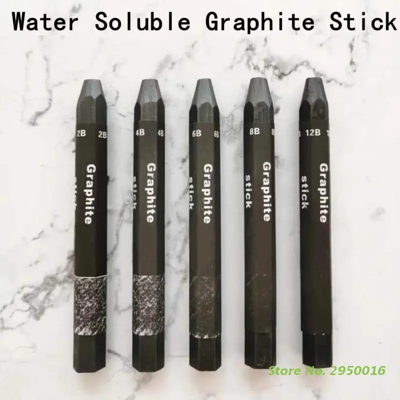 5pcs Water Soluble Stick Set Artist Sketching Pencil Hexagon Shape for Painter Drawing Writing Shading