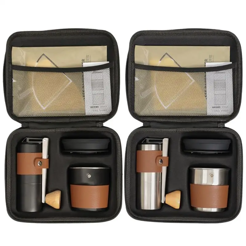 

Camping Hand Brewed Coffee Set outdoor Portable Manual Grinding Cups Filter Cups set Coffee Bean Grinding Machine for Camping