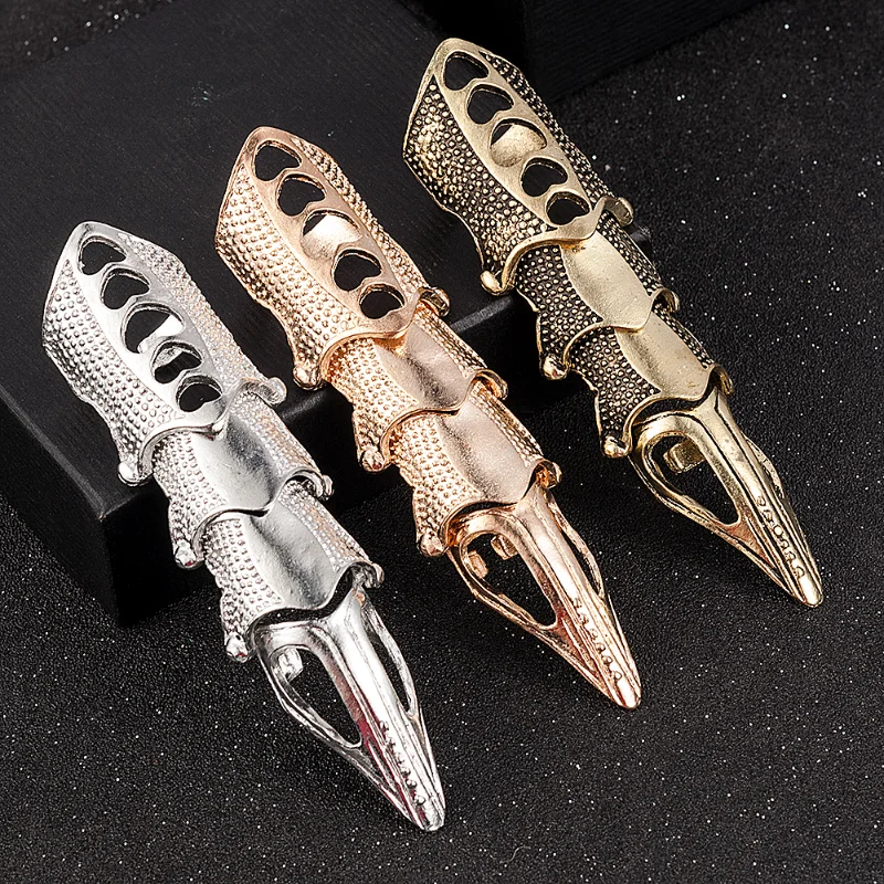 IHUES 2023 New Cyberpunk Mechanical Metal Rings for Women Men Vintage Long Joint Rings Party Decoration Jewelry