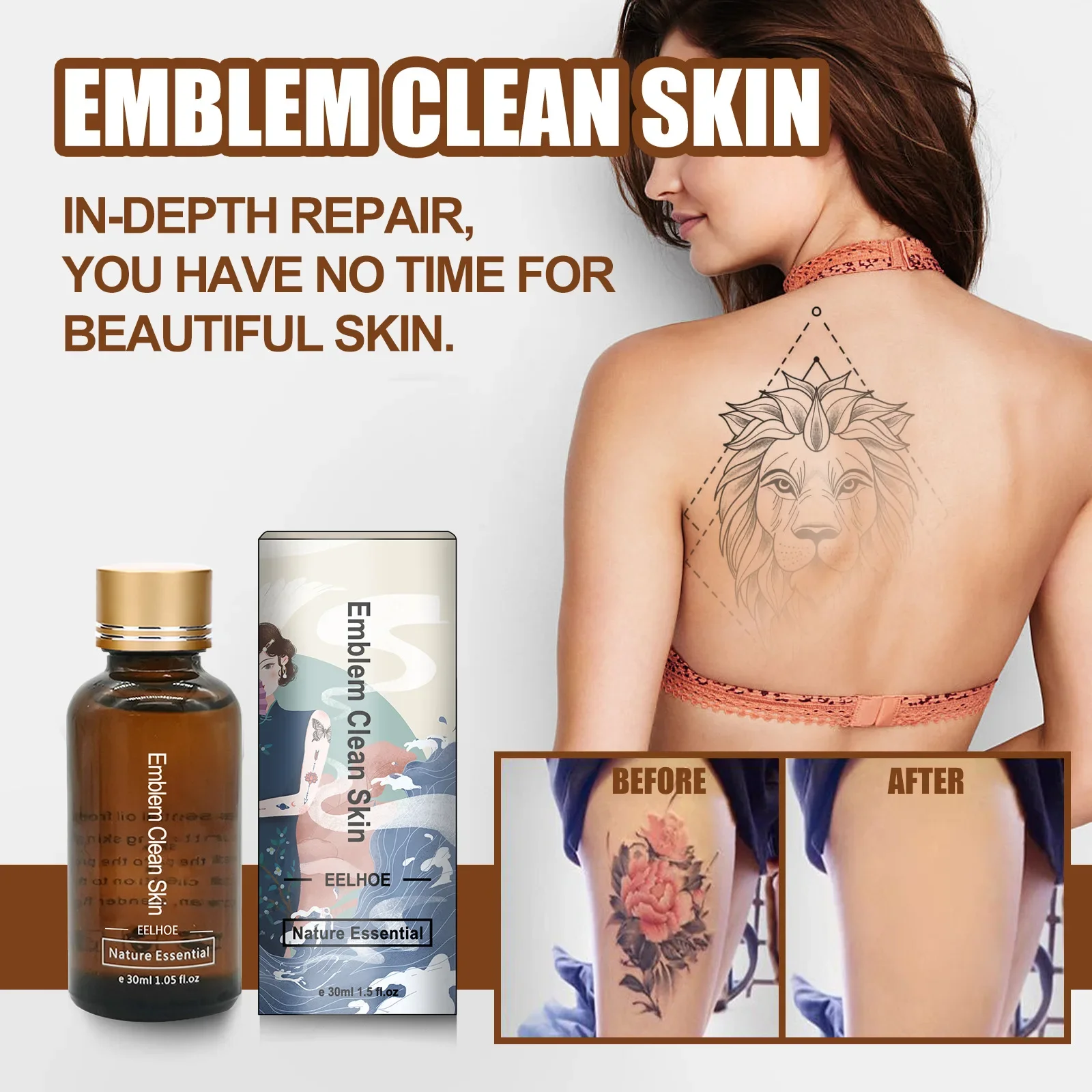 Suero de eliminación rápida de tatuajes, crema para el cuidado posterior del tatuaje permanente, líquido Natural, indoloro, pigmento Facial corporal