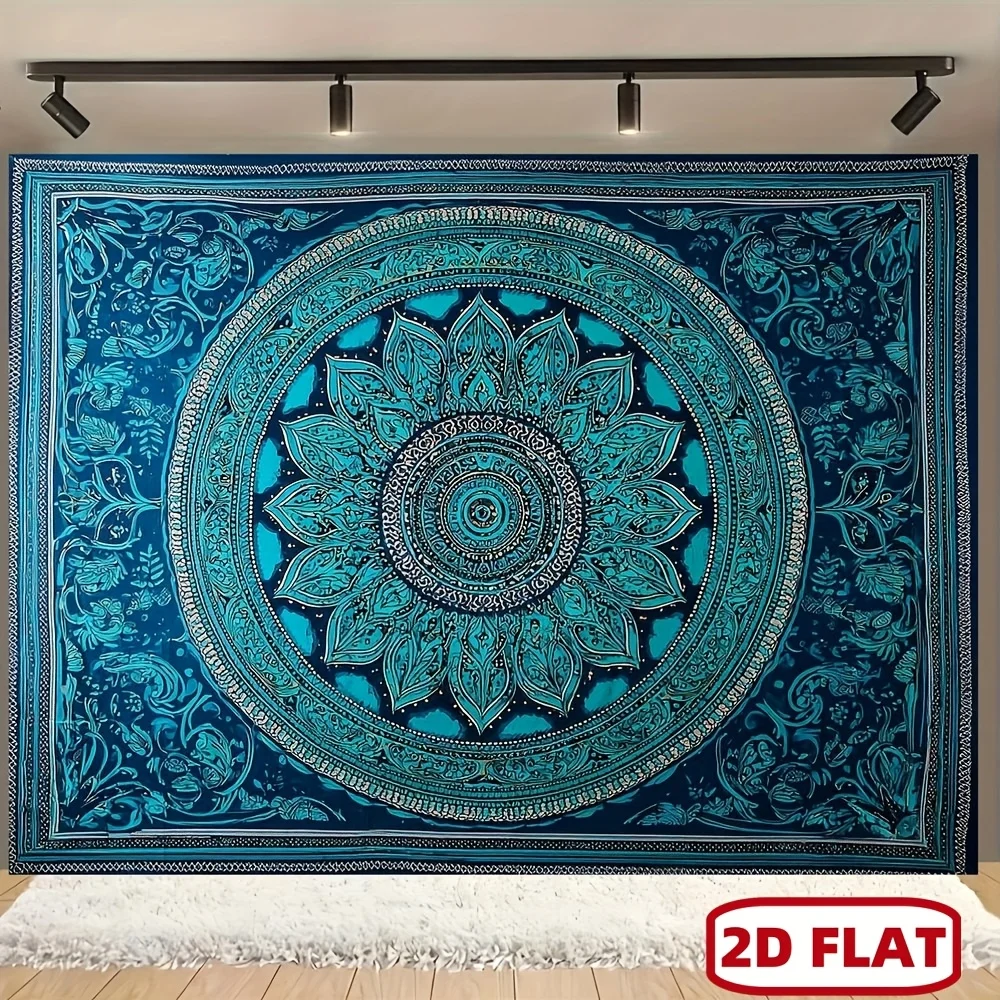 Large Boho Mandala Tapestry Wall Hanging Blue Turquoise Spiritual Ethnic Bohemian Decor for Living Room Palace Art