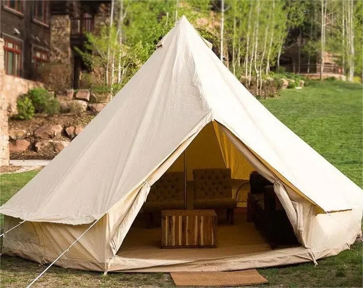 Glamping Tent Luxury Family Camping Waterproof Wind-Proof Mongolian Yurt Bell Pyramid Canvas Tent