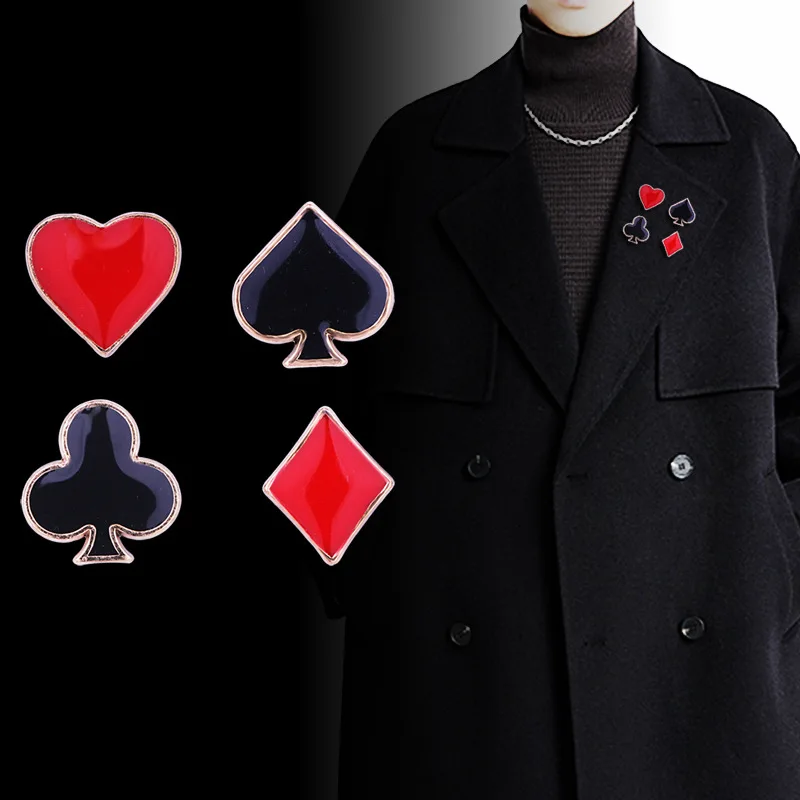 

Новая металлическая брошь в покер, булавки для лацканов для женщин и мужчин, булавка для воротника рубашки, винтажные модные ювелирные изделия, значок, аксессуары