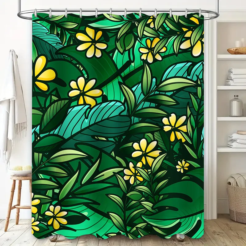 مجموعة ستائر الدش المطبوعة بالغابة الخضراء لديكور الحمام كبير الحجم جدًا - مثالية لمشاريع تجديد الممتلكات في المنزل أو الإيجار Brig #2