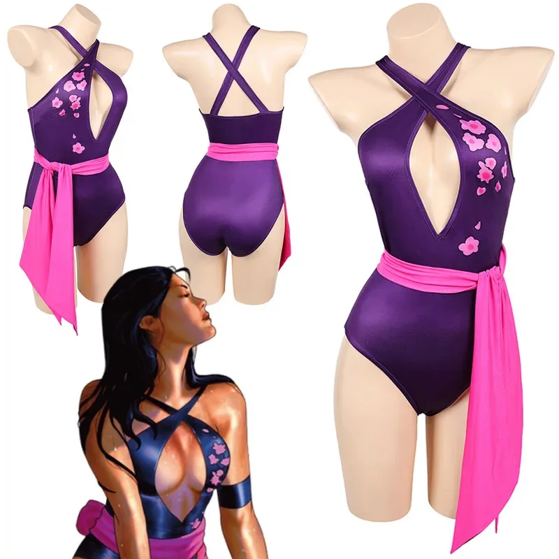 Betsy Braddock Cosplay Fantasy Abbigliamento Costume da bagno viola sexy Gioco Rival Costume Travestimento Donne adulte Fantasia Abiti da festa