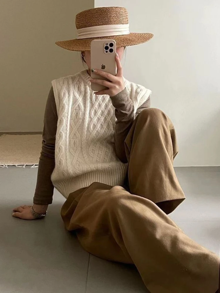 

Sweater Vests Women O-neck Korean Style Casual Femme Popular Simple All-match Cozy Knitted Solid Fashion Elegant Autumn Winter