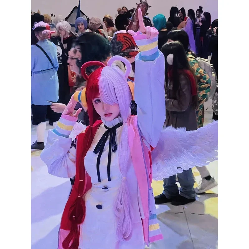 Anime 원피스 코스프레 의상 영화 레드 우타 옷 키즈 성인 가발 윙 유니폼 코트 이어폰 카니발 파티 크리스마스 풀 세트