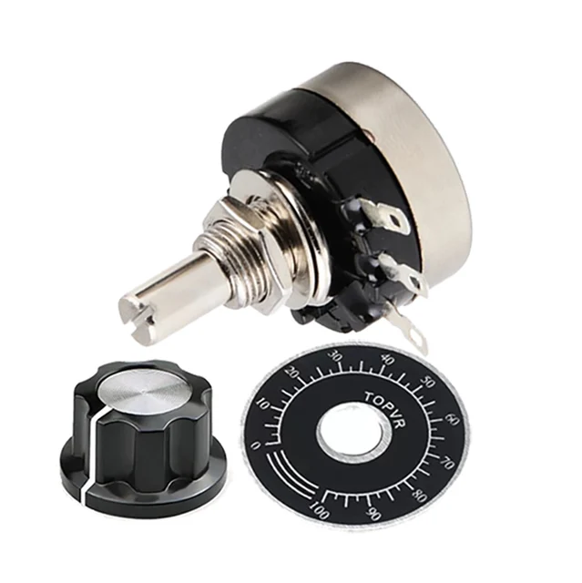 RV24YN20S 1Zestaw(3PCS) Potencjometr z folii węglowej 1K 2K 5K 10K 20K 50K 100K 1M Ohm Pojedynczy stożek obrotowy z pokrętłem A03 z tarczą