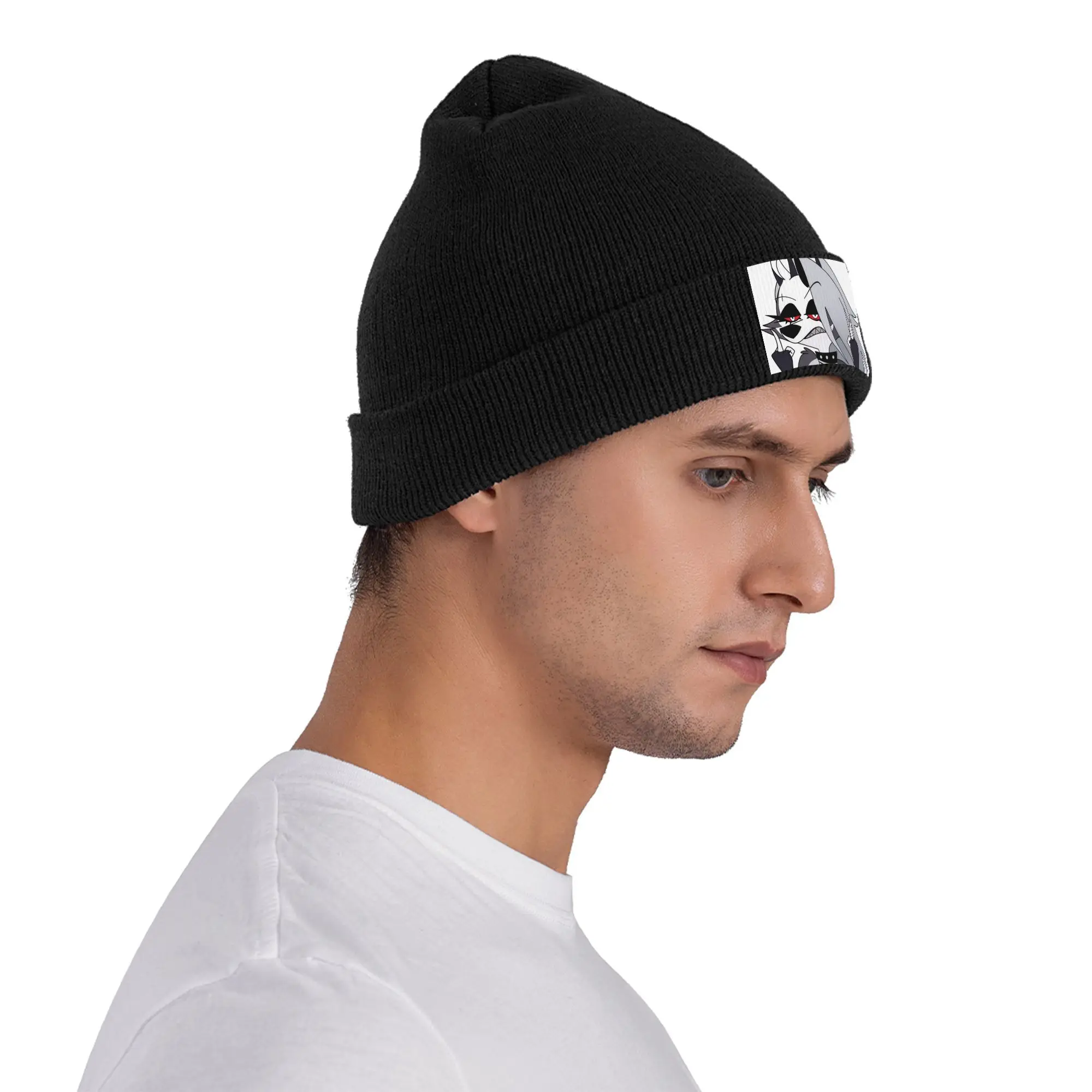 قبعات Helluva Boss Loona المحبوكة للشتاء الدافئ قبعة بيني للجنسين قبعات بونيه متماسكة عصرية #4