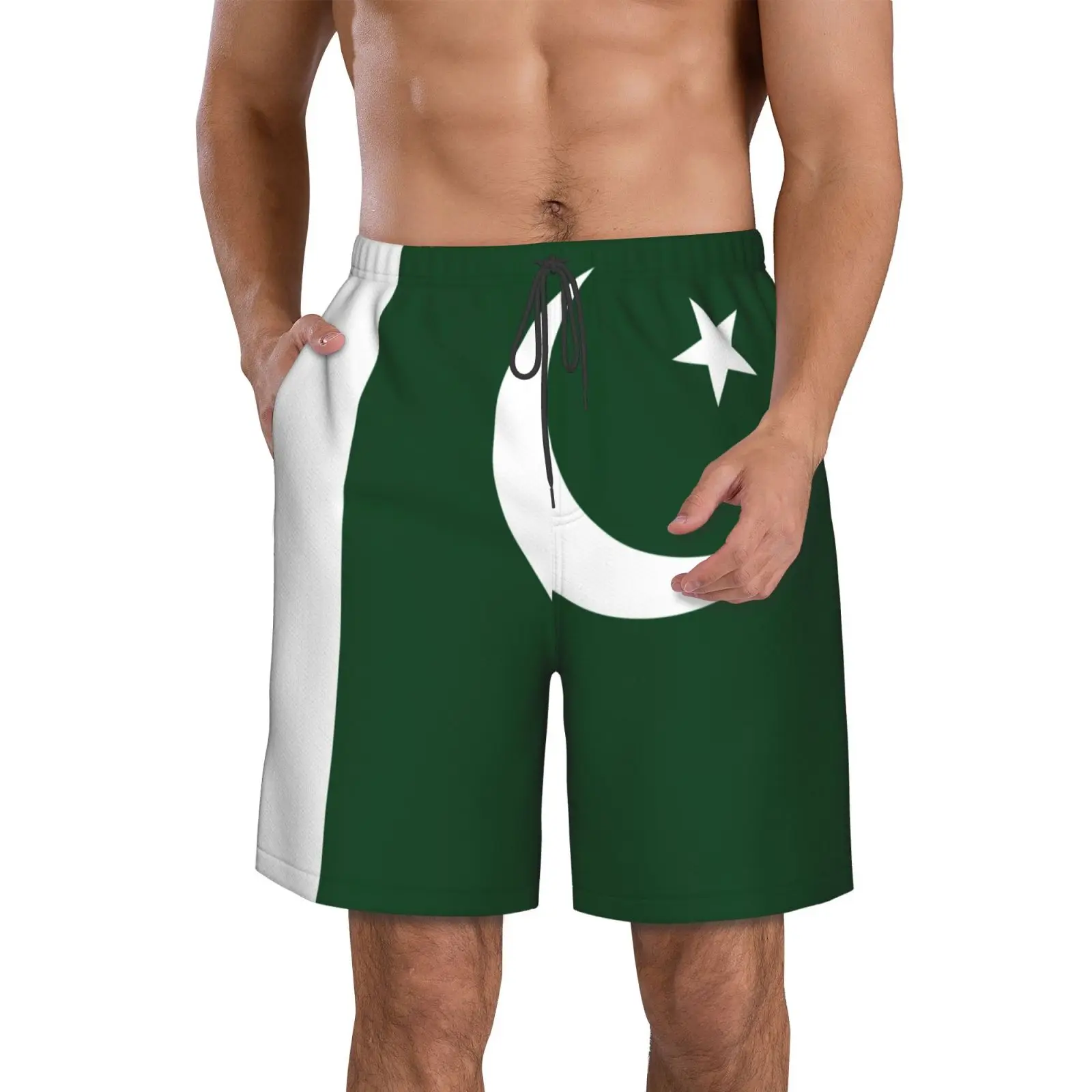 

Мужские пляжные брюки с флагом Пакистана, шорты для серфинга, M-2XL, полиэстер, купальники для бега