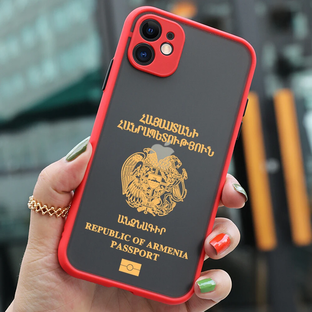 Armenia Passport Phone Case For iPhone 15 14 13 12 11 Mini Pro Max X XR XSMax 7 8 Plus Matte Transparent Back Cover