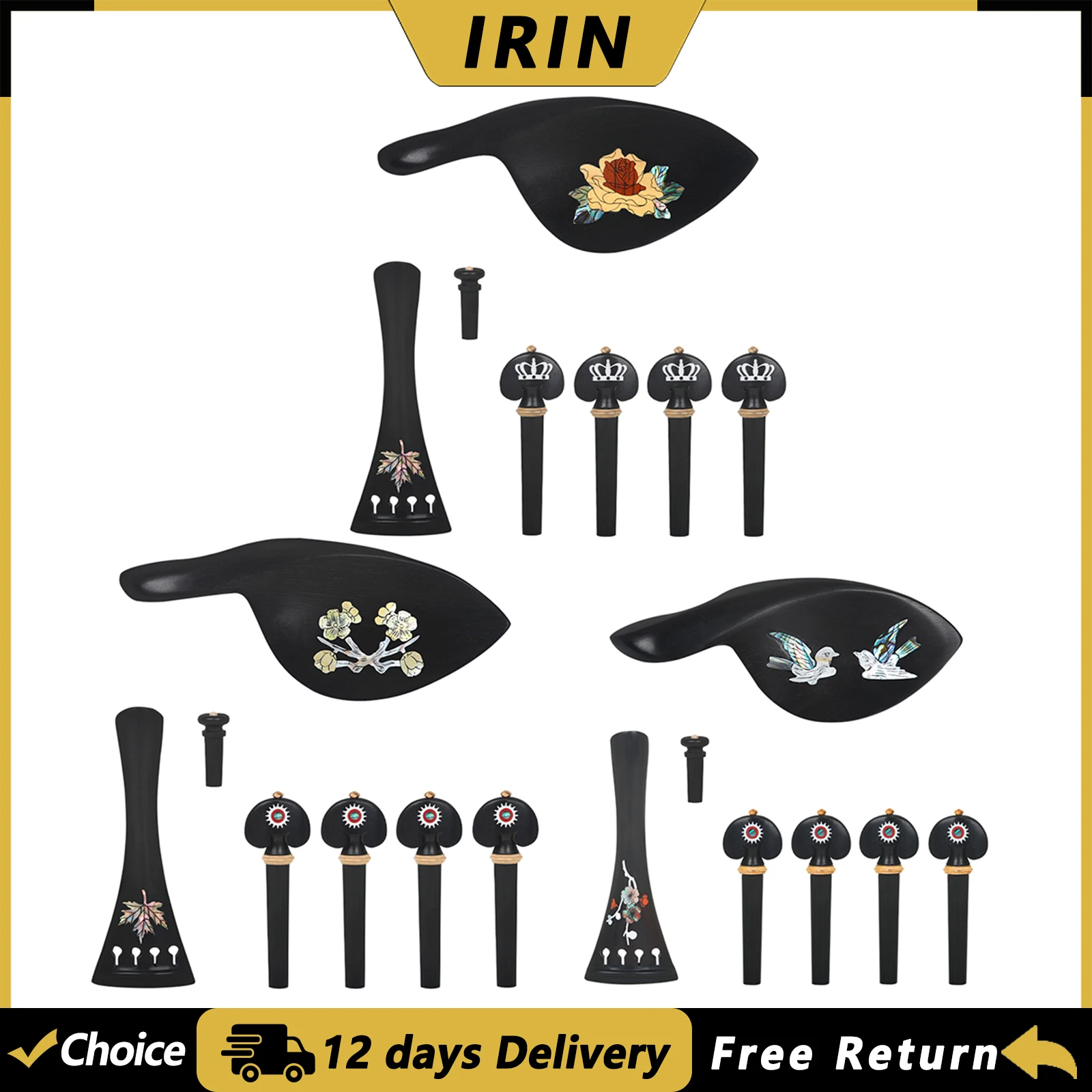 

Набор аксессуаров для скрипки 4/4 3/4, хвостовик для скрипки, колки для настройки хвостового гвоздя, подставка для подбородка, черное дерево, детали и аксессуары для струнных инструментов