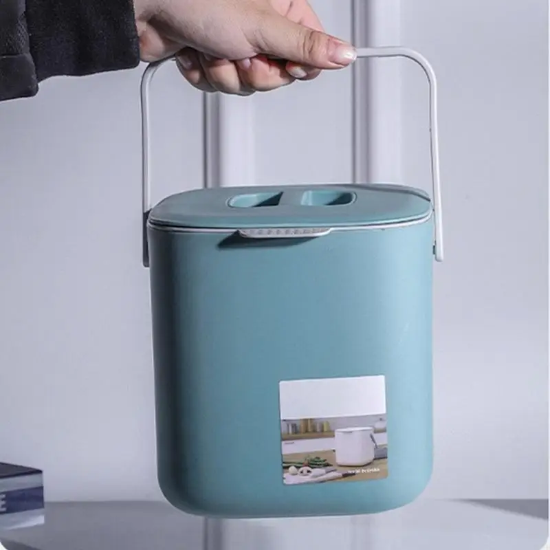 U1JB 2 Tier Plastic Home Waste Trash Can with Handle Indoor Odorless Waste Bin