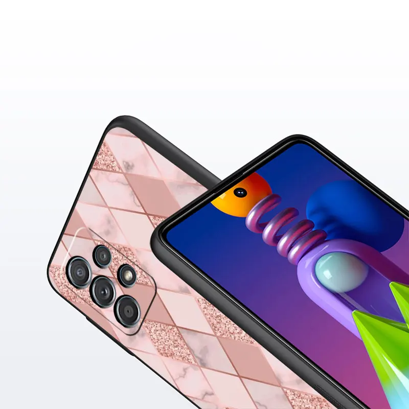 Schwarz Gold Rose Liebe Herz Hülle für Samsung Galaxy A21s A12 A22 A13 A52 5G A11 A71 A72 A32 A51 4G A72 A31 A23 A53 A33 A34 Abdeckung