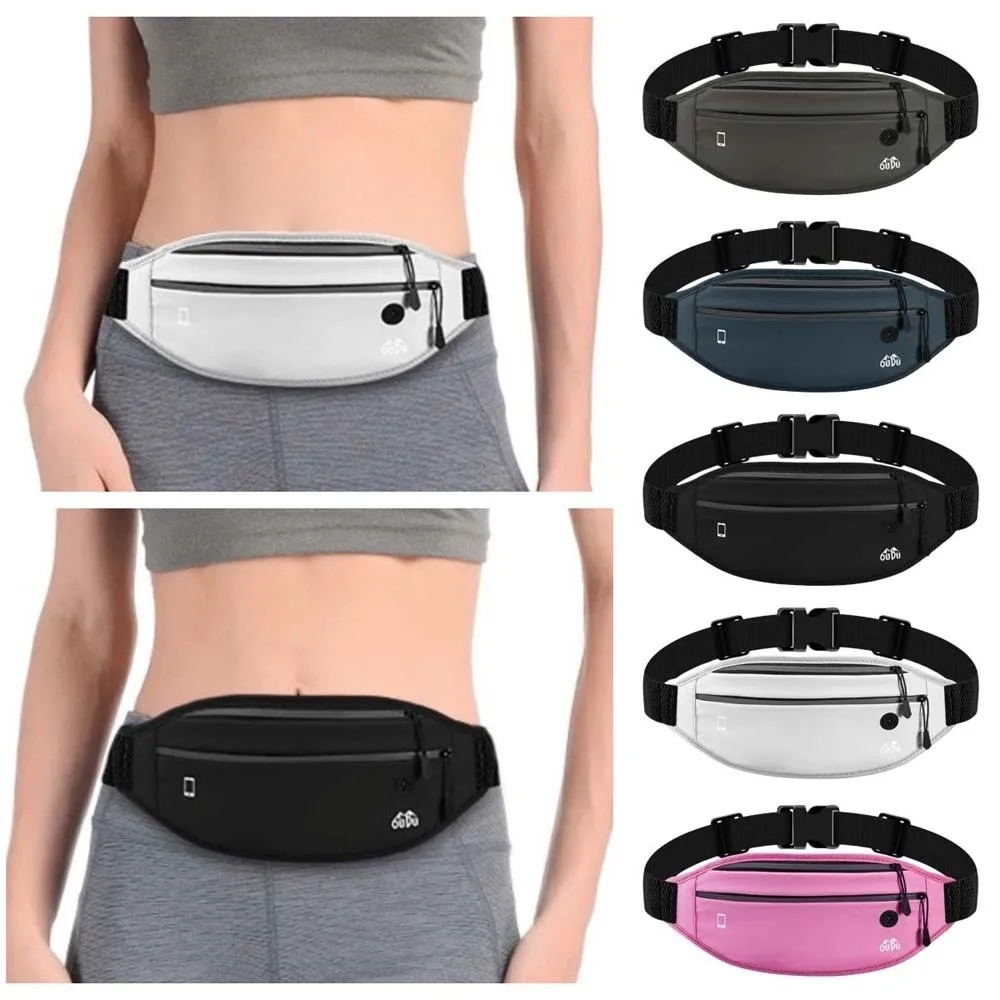 防水男性ウエストパック大容量ヘッドフォンジャック付きハイキングランニングバッグ反射 PU キャンプベルトバッグフィッティング