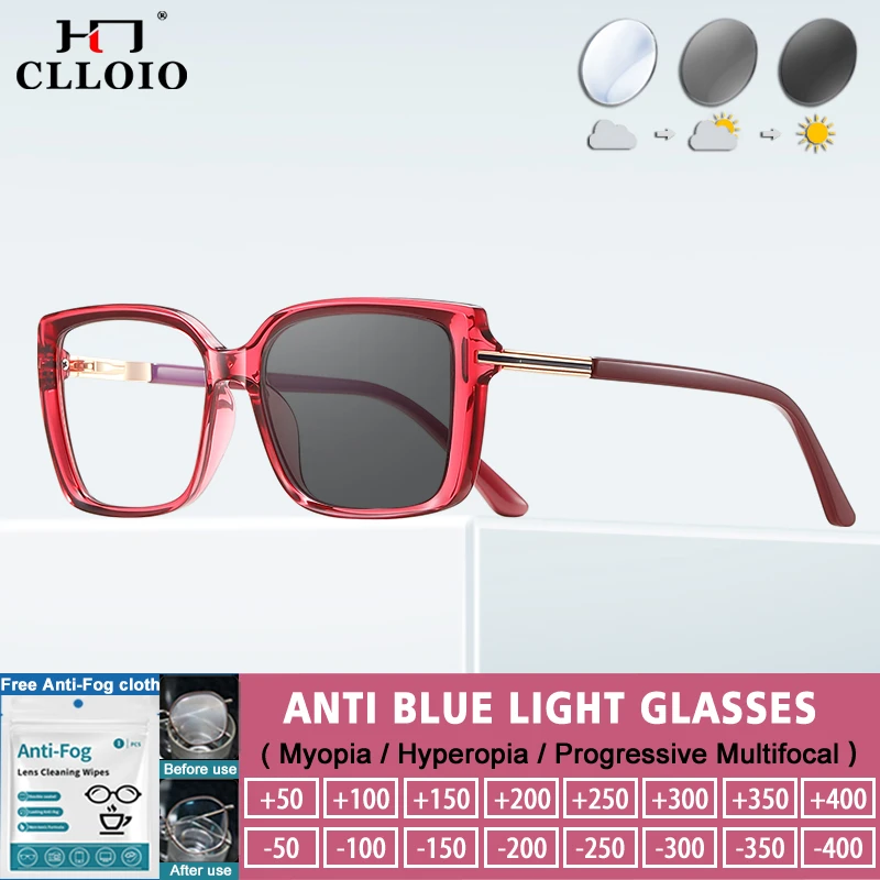 

CLLOIO Classic Versatile Multifocal Reading Glasses Full Rim Square Acetate Myopia Premium Glasses Women Prescription Eyeglasses