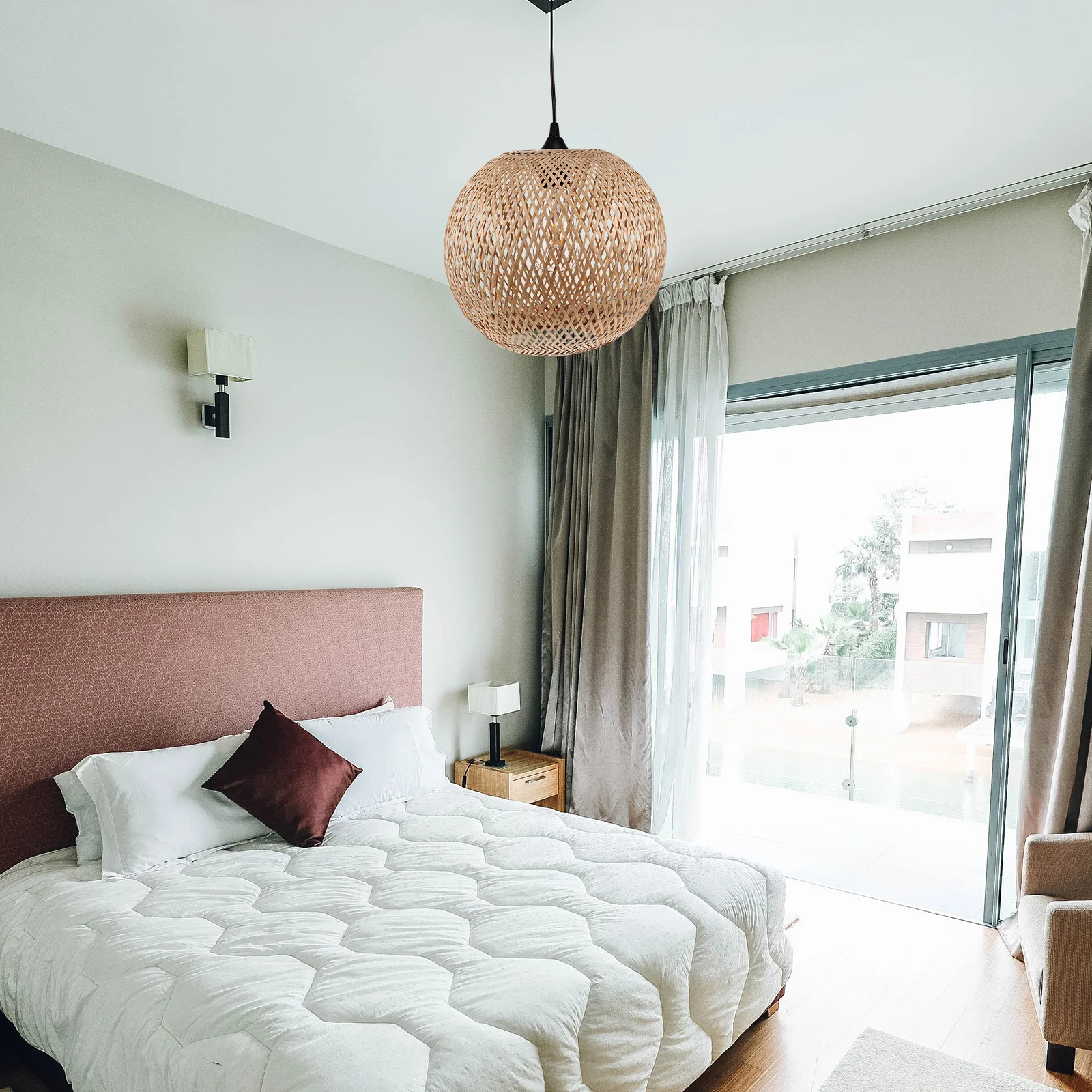 

1Set Bamboo Weaving Pendant Lamp Durable Ceiling Hanging Light Classic Handmade Creative Weaving Lamp Rattan Ceiling Light Home