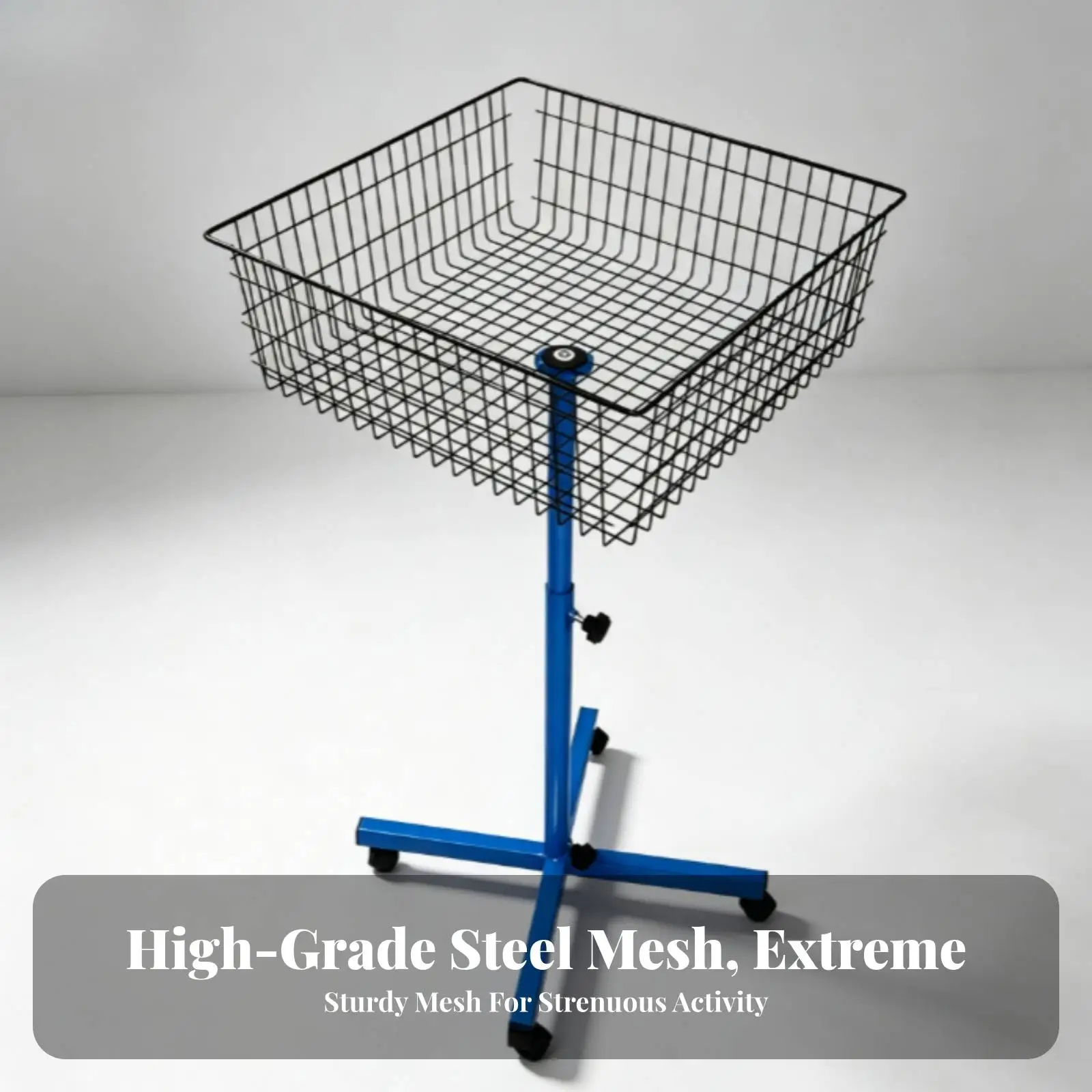 Ping Pong Ball Retrieval Cart with Stable Four Wheel Base and Adjustable Mesh Basin for Efficient Pickup
