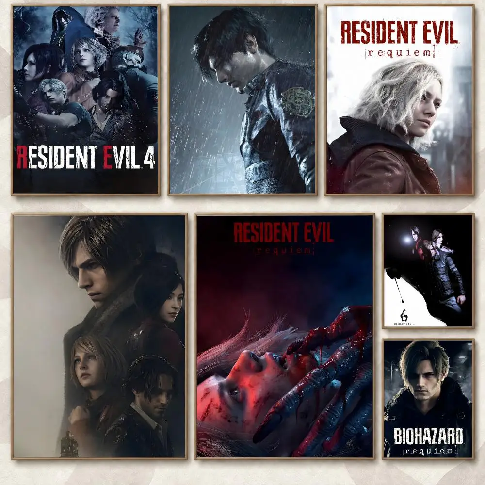 Resident Evil Horror Game Series Dark Action Style Poster Aesthetic Art Print for Bedroom & Living Room Decor, Unframed