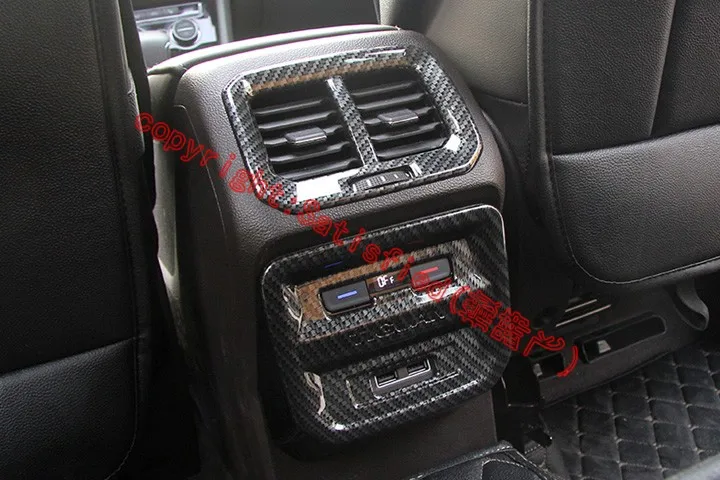 Carbon fiber Style Rear Air-Condition Vent Outlet Cover Trim For Volkswagen VW TIGUAN L 2017 2018 Car Accessories Stickers view 2