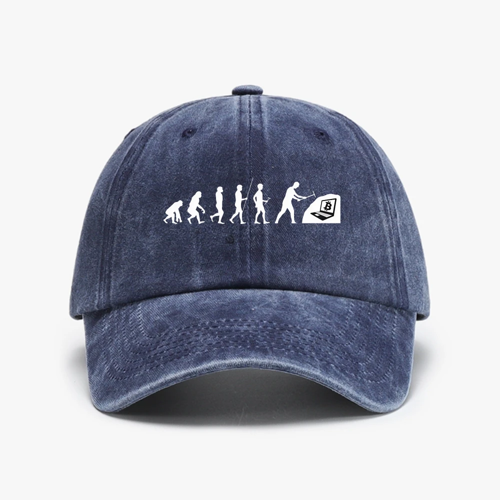Evolution Mining Crypto BTC Retro Washed Baseball Cap Casual Fashion Breathe Soft Women cowboy Cap for Men