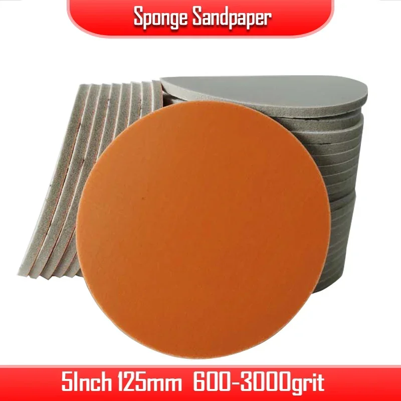 

Пенопластовый шлифовальный диск, шлифовальный диск для FESTOOL/MIRKA/3M и т. д. шлифовальный станок, круглая губка, 5 дюймов, 125 мм, полировка автомобильной краски, задняя флокировка