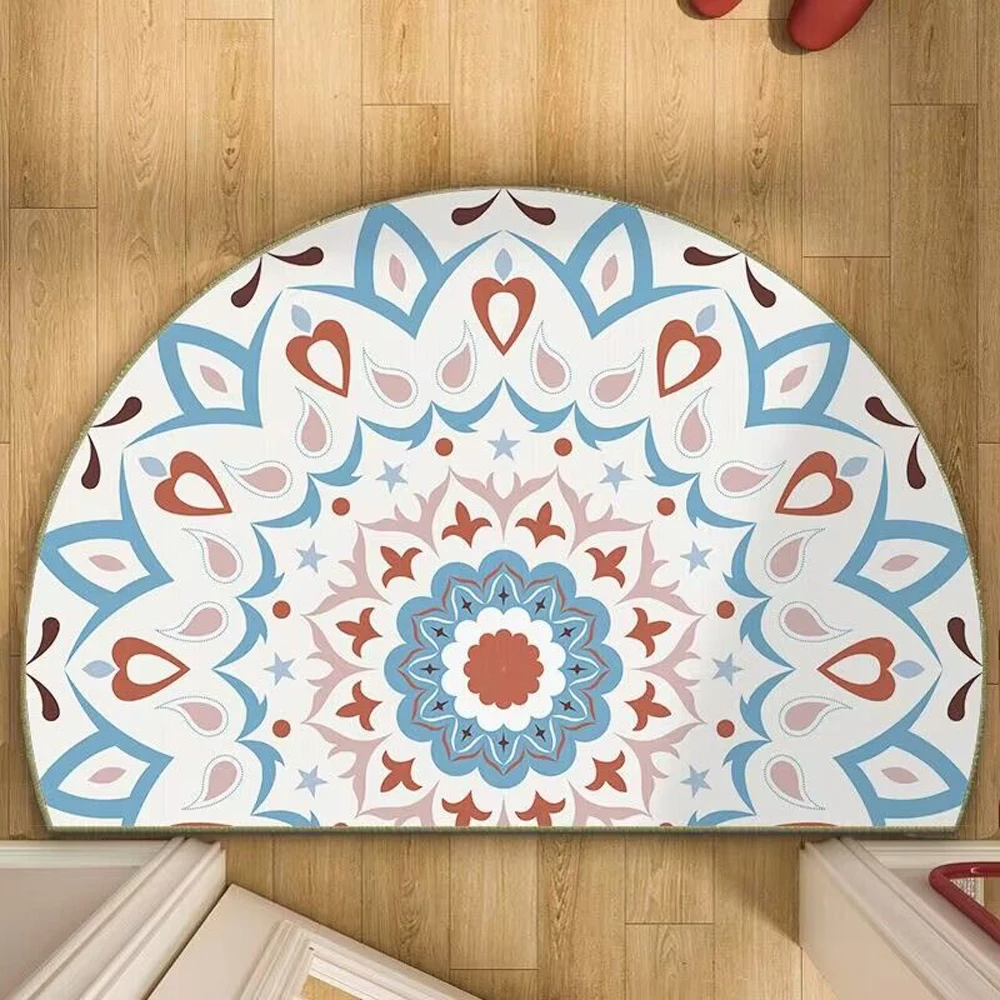 Semi-circular Carpet Entry Door Kitchen Bathroom Absorbent Non-slip Mat Microfiber Material Easy To Clean