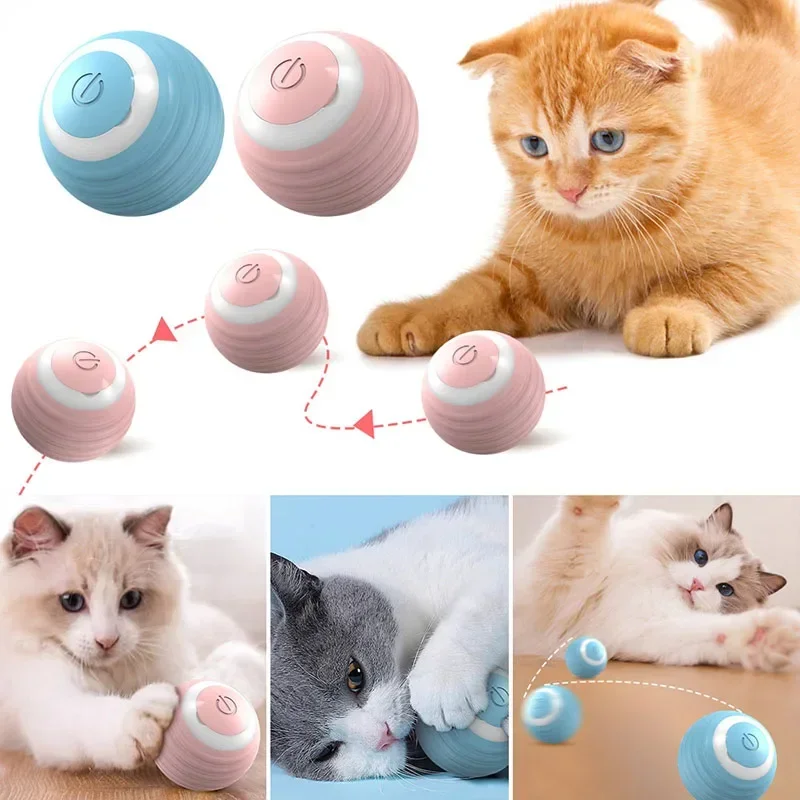 Interactive Toy Cat Toys Electric Pet Accessories for Cats USB Charging Spin Ball ABS Smart Scrolling Things Cat's Supplies Home