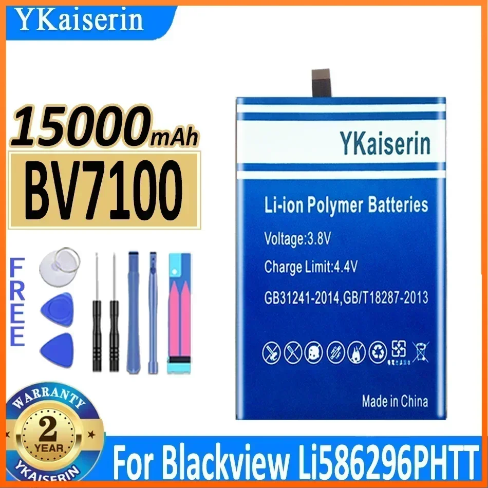 

Аккумулятор ykaisin 15000 мАч для Blackview BV7100, длительное время работы в режиме ожидания для Blackview Li586296PHTT, гарантия на аккумуляторы