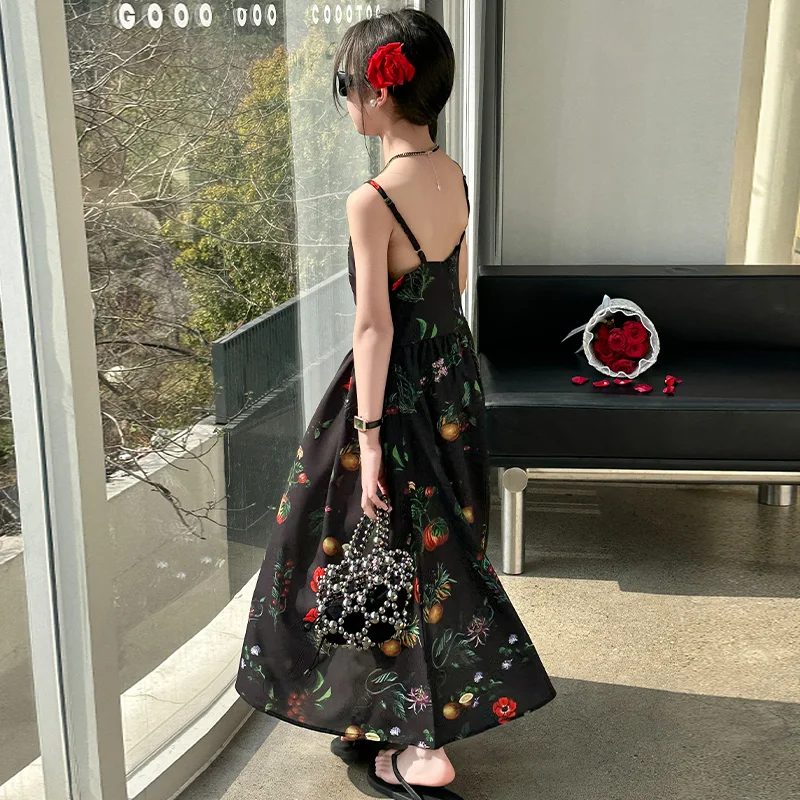 2024 Thousand Daughters Princess Holiday Style Design Retro Rose Dress One Flower One Skirt Fashion Joker Princess Skirt