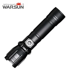 WARSUN DF328 Rechargeable LED Flashlight - 1500 Lumen Zoomable Torch with 500M Beam, 5 Modes, IPX4 Waterproof