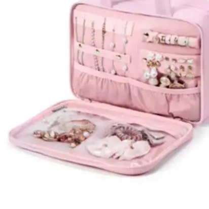 

Travel Hanging Toiletry Bag with Jewelry Section Multiple Compartments Easy to Hang and Space Saving Design Nylon