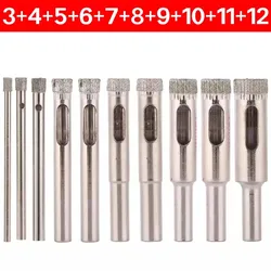 Diamond Coated Core Hole Saw Drill Bit Set 10Pcs  For Tile Glass 3/4/5/6/8mm For Tile Ceramic Glass Dremel Accessories