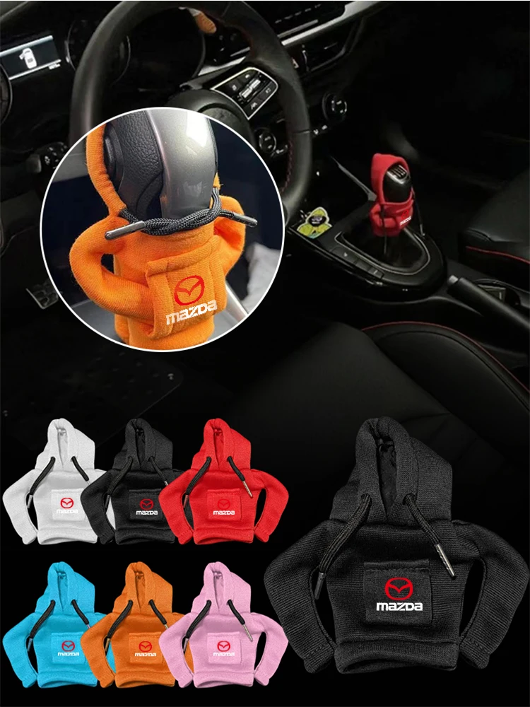 Hoodie Car Gear Shift Cover Handle Decoration Auto Stying For Mazda 3 Axela 6 Atenza CX-5 2 Demio CX-3 CX-30 MX5 CX30 series etc