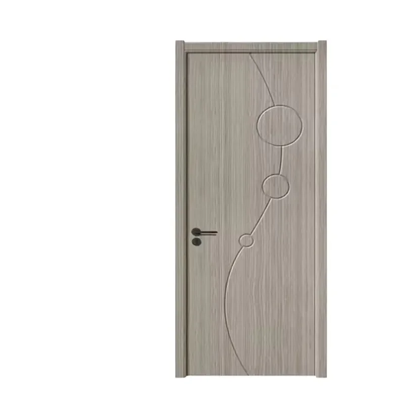 Modern Simple Light Wood Grain Bedroom Door with Unique Circular Curve Design for Engineering Export and Foreign Trade