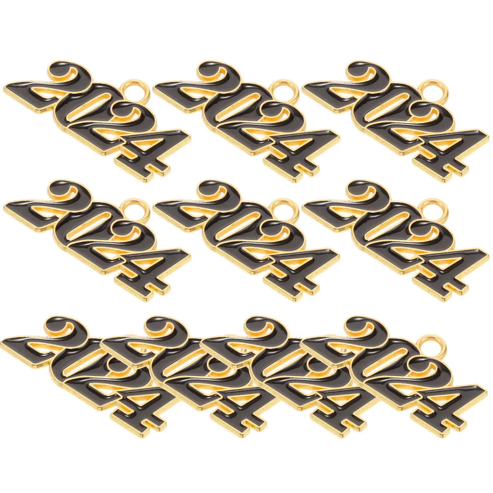 

10Pcs 2024 New Year Pendants Zinc Alloy Rustproof Bend Resistant Number Charms for DIY Jewelry Making Necklace Bracelet Keychain