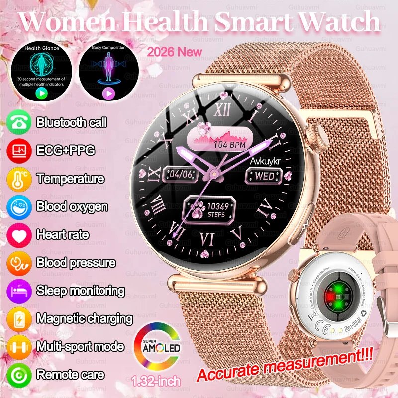 

Women ECG Health Smart Watch 1.32'' AMOLED Screen Micro Physical Examination Blood Pressure Heart Rate Bluetooth Call Smartwatch