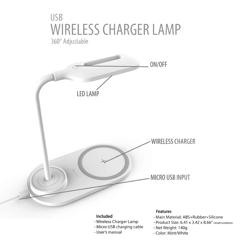 Imagem -02 - Lâmpada de Mesa Led Regulável com Carregador sem Fio Luz de Mesa sem Fio Rotação Flexível Pressione Controle Luz Noturna