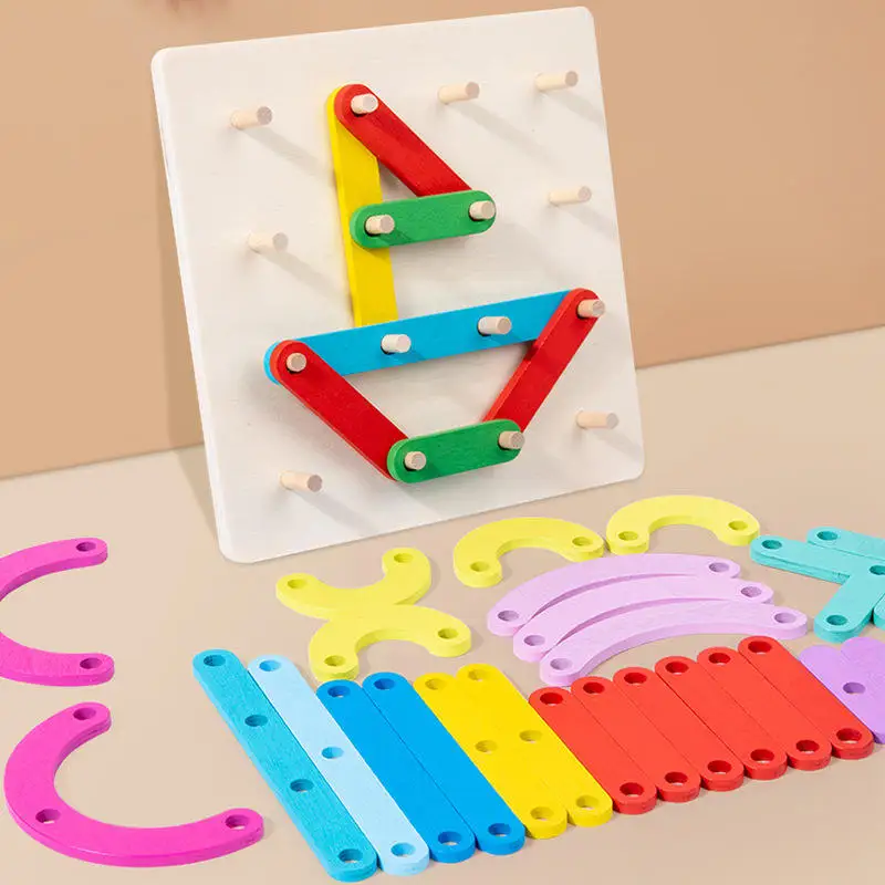 

baby puzzle Early education board various shapes freely assemble pillar wood toys hands brains practice color Kindergarten